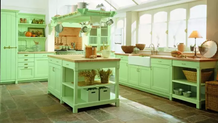 cocina rustica verde